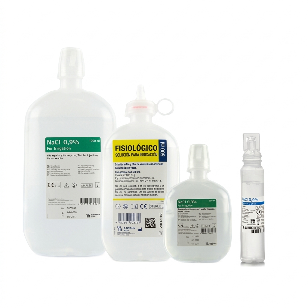 Suero Fisiológico NaCl 0,9% Estéril para Lavado e Irrigación | 100, 250, 500 y 1000 ml