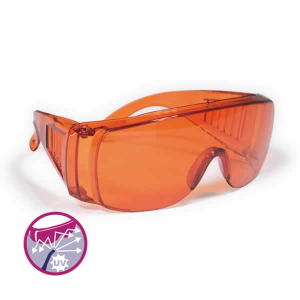 Gafas protección para polimerizar naranjas