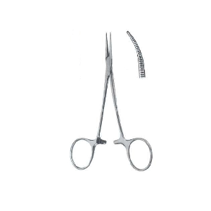 Pinza mosquito curva sin dientes. 13cm