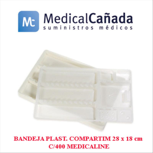 Bandeja plast. compartim 28 x 18 cm c/400 medicaline
