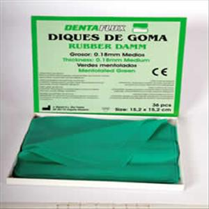 Diques de goma medio verde 15 x 15 cm c/36 mentolados dentaflux