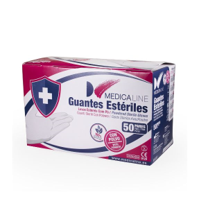 Guantes de Cirugia Esteriles con Polvo Medicaline Caja 50 pares