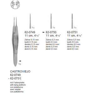 Pinzas finas quirúrgicas castroviejo con plataforma