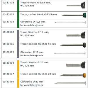 Trocar sin válvula longitud 170 mm para Morcelador